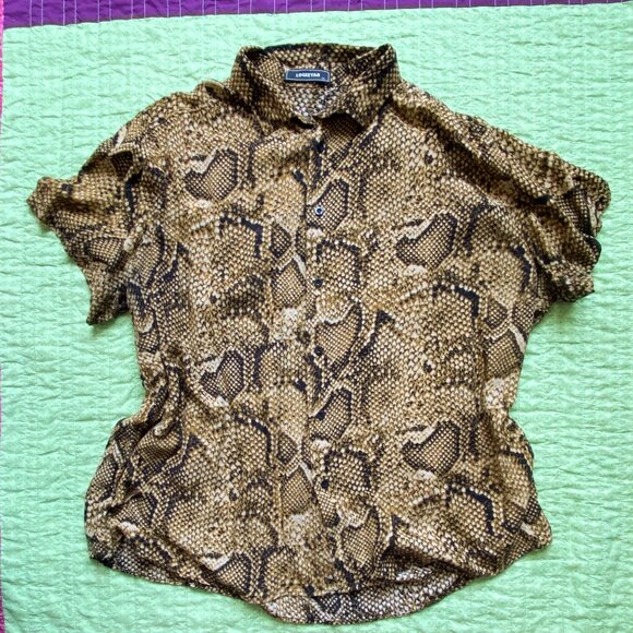 Snake Print Button Down Shirt - Picture 1 of 3